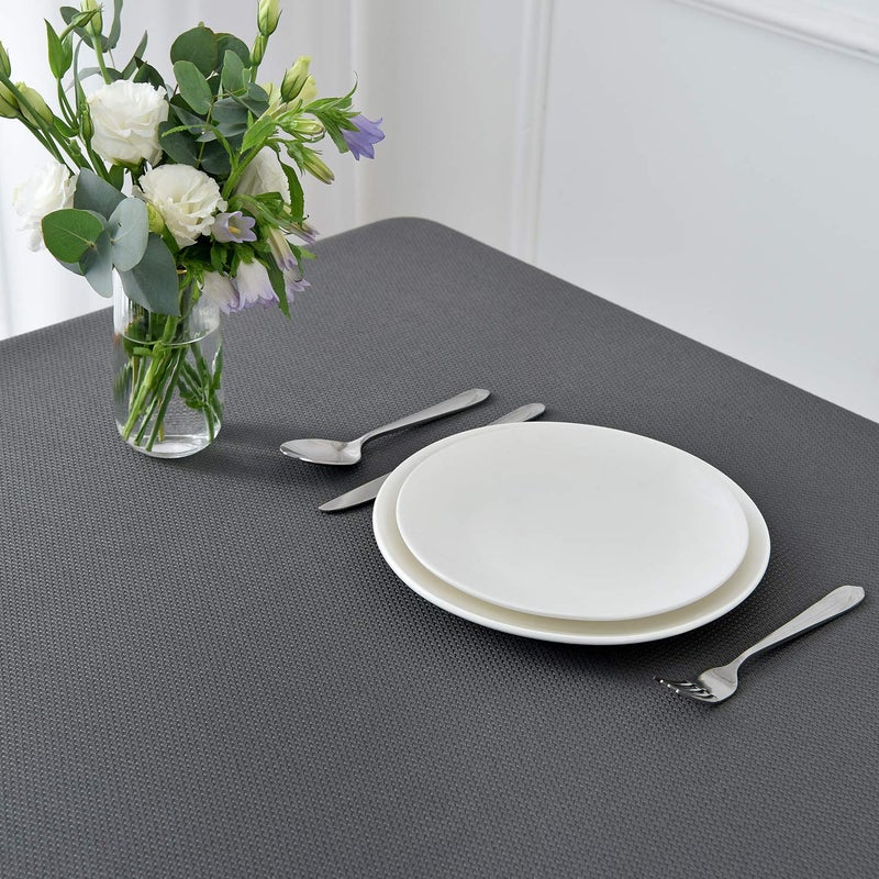 maxmill Textured Rectangle Tablecloth  Wrinkle Free Spill Proof  Soft Jacquard Table Cloth for Buffet Banquet Parties Event Holiday Dinner  Indoor and Outdoor Use  60 x 84 Inch Charcoal - Image 4