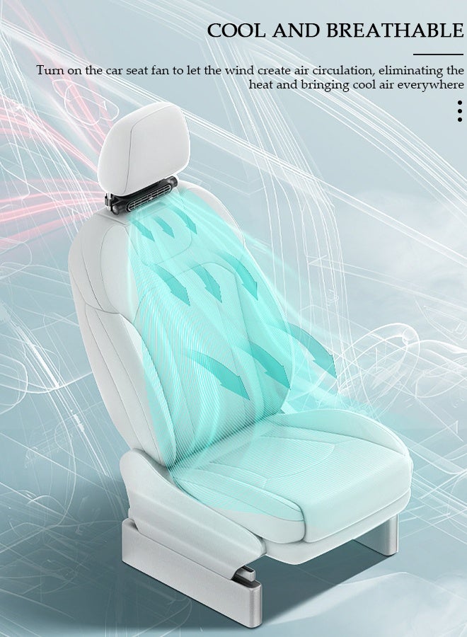 DUNISO مروحة تبريد مقعد السيارة باللون الأسود، مروحة تبريد مقعد السيارة USB محمولة خفيفة الوزن، شاحنة سيارة عالمية SUV 3 سرعات قابلة للتعديل، ضوضاء منخفضة هادئة - Image 3