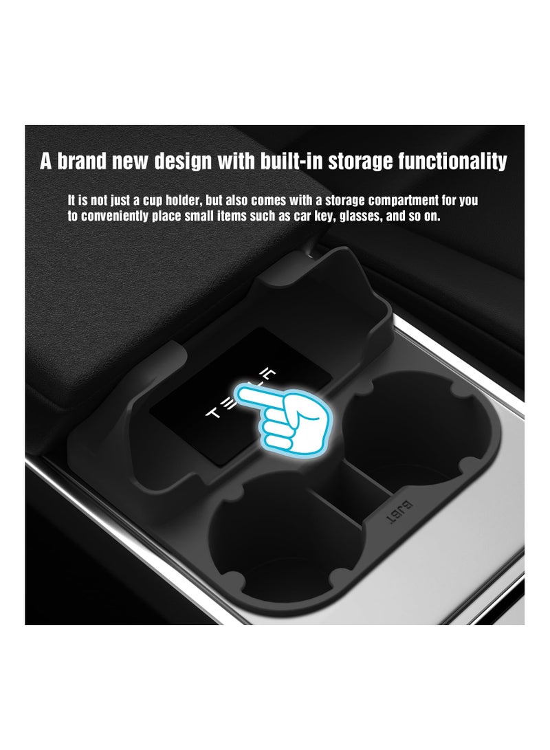 SYOSI Cup Holder for Model 3 Model Y 2021-2023,  2 in 1 Cup Holder Insert Tesla Accessories Center Console Cup Holder Tesla Interior Accessories Custom Fit Cup Holder Dual Purpose Cup Holder - Image 2