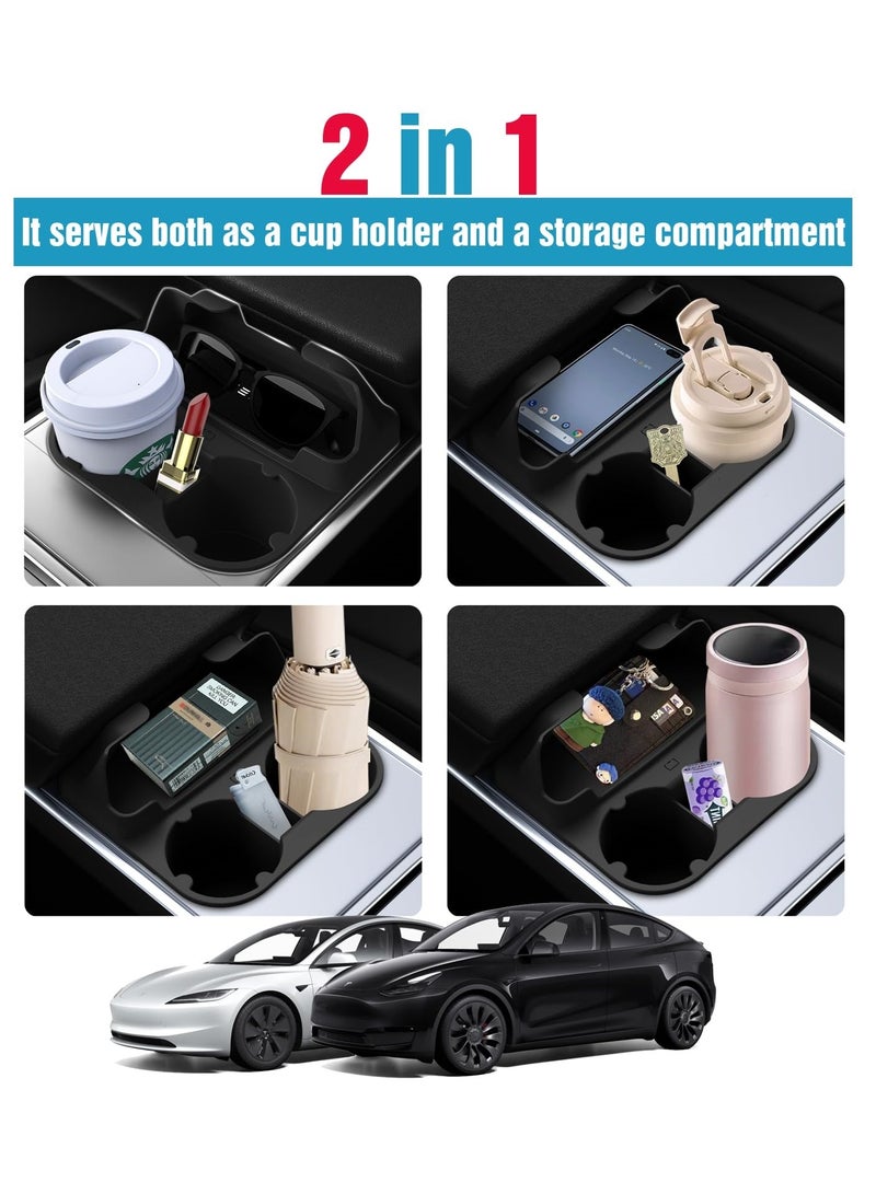 SYOSI Cup Holder for Model 3 Model Y 2021-2023,  2 in 1 Cup Holder Insert Tesla Accessories Center Console Cup Holder Tesla Interior Accessories Custom Fit Cup Holder Dual Purpose Cup Holder - Image 3