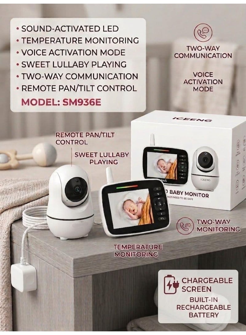 Exotic Smart Baby Monitor SM936E with Full HD Pan-Tilt Camera, Two-Way Audio, Night Vision - Image 3