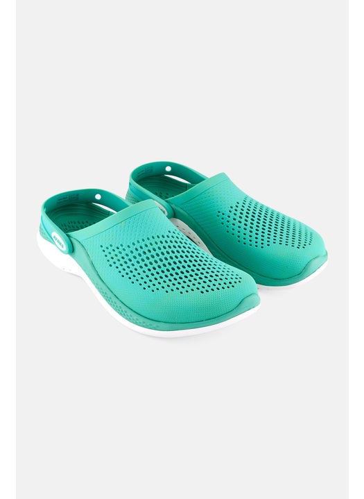 Men Sling Back Textured Clogs, Light Green