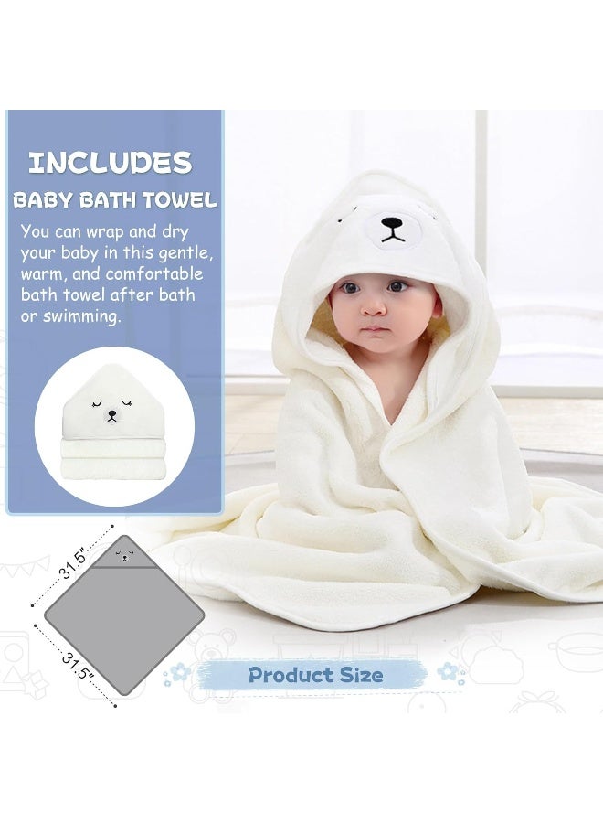 MoreFeel Collapsible Baby Bathtub for Newborn with Thermometer & 1 Hooded Towel & 1 Soft Floating Cushion - Image 3