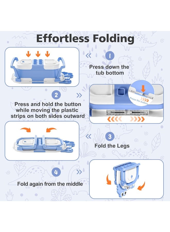 MoreFeel Collapsible Baby Bathtub for Newborn with Thermometer & 1 Hooded Towel & 1 Soft Floating Cushion - Image 4