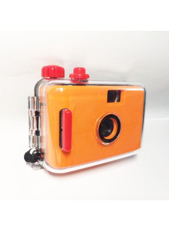 Orange Red Shell Retro Film Camera 135 Non-disposable Ins Film Waterproof Fool Cartoon Student Camera-Color:Orange Purple Shell  - Image 3