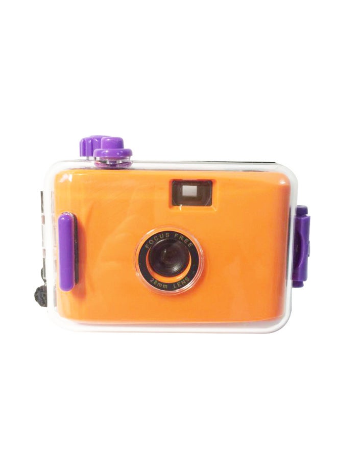 Orange Red Shell Retro Film Camera 135 Non-disposable Ins Film Waterproof Fool Cartoon Student Camera-Color:Orange Purple Shell  - Image 1