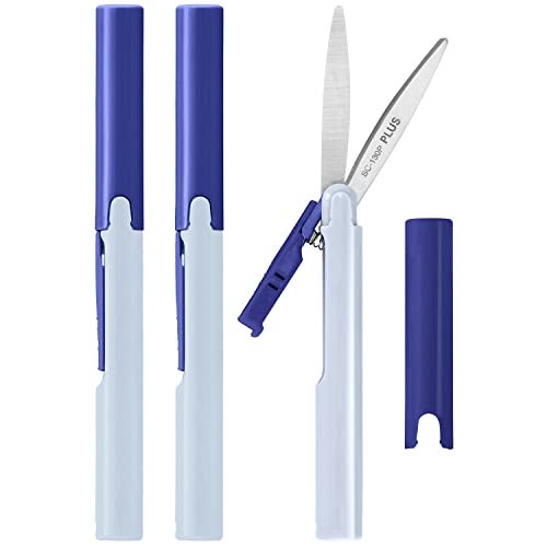 Plus Pen Style Compact Twiggy Scissors with Cover, 3-Pack Blue - Image 1