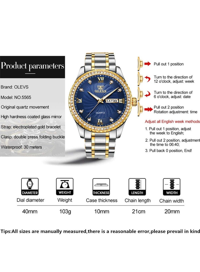 OLEVS Men's Luxury Diamond Waterproof Exquisite Business Casual Analog Quartz Watch 5565 - Image 3
