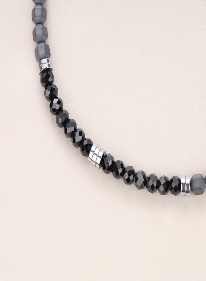 GAVU Crystal Men's Bracelet, Hematite & Black Spinel Beaded Bracelet - Image 5