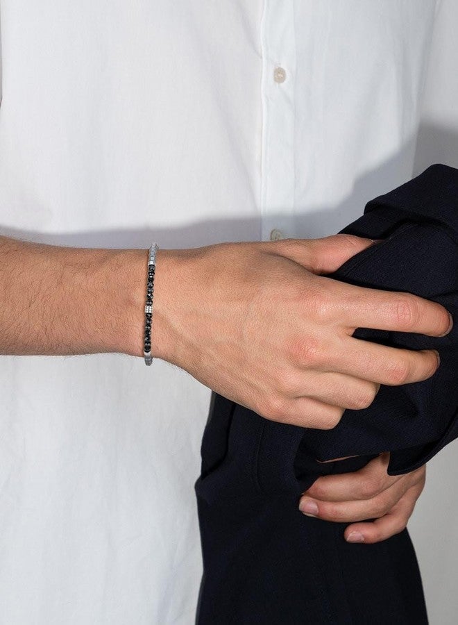 GAVU Crystal Men's Bracelet, Hematite & Black Spinel Beaded Bracelet - Image 2