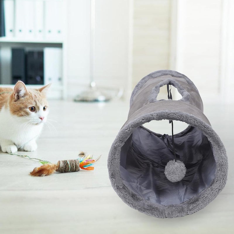 GALPADA Foldable Suede Cat Tunnel Play Portable Pet Cat Nest and Sleeping Bed for Indoor and Kittens Interactive Collapsible Kitten Tube Tunnel - Image 5
