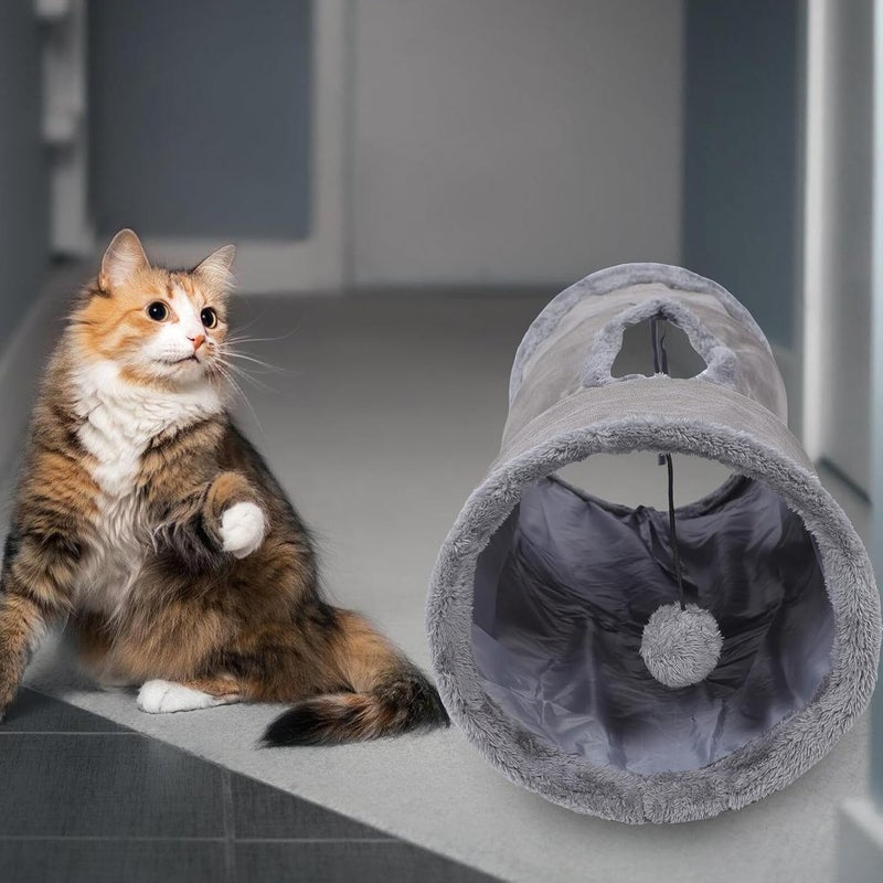 GALPADA Foldable Suede Cat Tunnel Play Portable Pet Cat Nest and Sleeping Bed for Indoor and Kittens Interactive Collapsible Kitten Tube Tunnel - Image 3