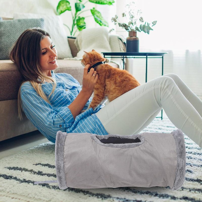 GALPADA Foldable Suede Cat Tunnel Play Portable Pet Cat Nest and Sleeping Bed for Indoor and Kittens Interactive Collapsible Kitten Tube Tunnel - Image 4
