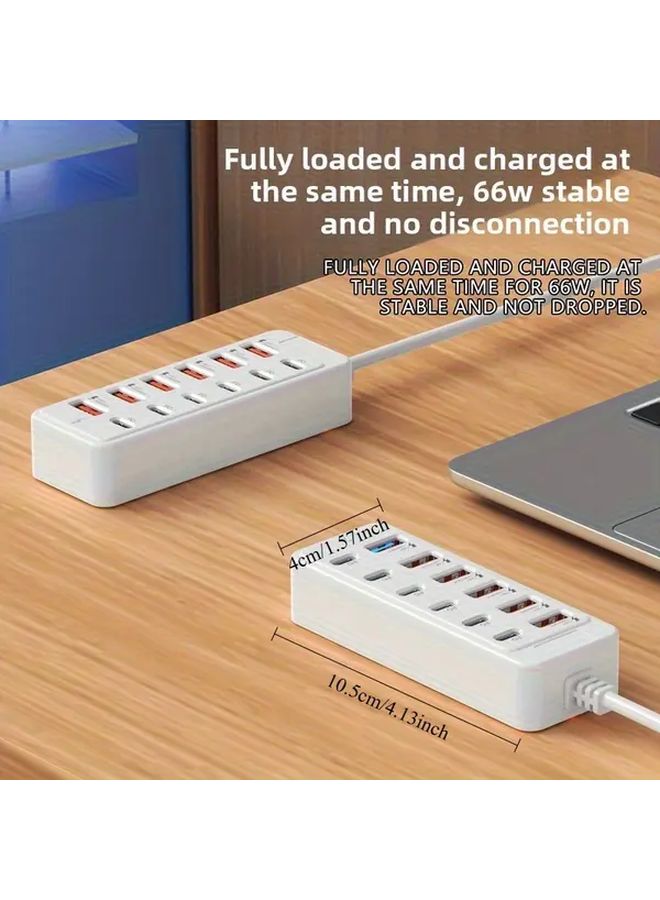 1pc White 66W Fast Charging 12in 1 USB Hub Multi Port Converter Cable Distributor Power Expansion Board Data Transfer Adapter for Smartphones Tablets Laptops Travelers Tech Enthusiasts - Image 3