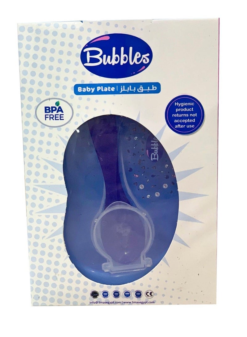 بابلز طبق وملعقة اطفال  باللون الأزرق - Image 3