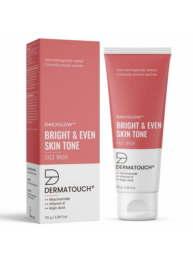 DERMATOUCH Bright & Even Tone Face Wash With Niacinamide Vitamin E And Kojic Acid; Daily Gentle Face Cleanser For Tan Pigmentation Uneven Tone 70G - Image 1
