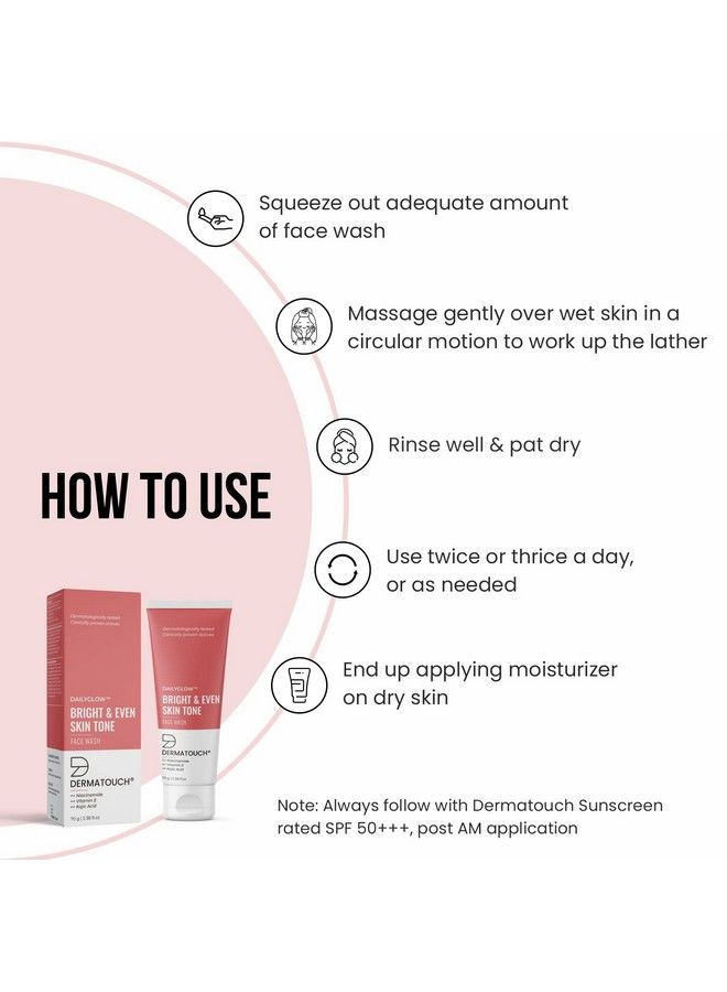 DERMATOUCH Bright & Even Tone Face Wash With Niacinamide Vitamin E And Kojic Acid; Daily Gentle Face Cleanser For Tan Pigmentation Uneven Tone 70G - Image 5