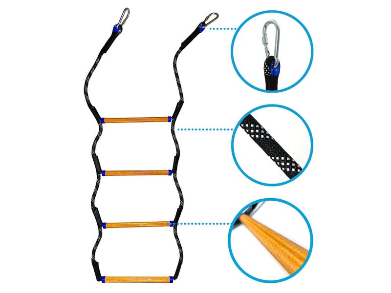 MVBouresu Boat Rope Ladder, Heavy Duty Climbing Rope 450Lbs Strength, 14mm Reinforced Polyester Line, Rigid Resin Step Design, Outdoor Ladder for Inflatable Boat, Kayak, Motorboat, Canoeing (4 Step) - Image 2