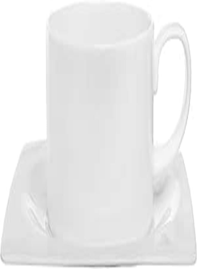 Royal Porcelain | Coffee Cup 0.21 L & Saucer 14 CM | Set of 2 | Fine China - Time Square | White