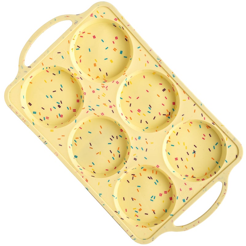 BAKE BOSS Jumbo Top Silicone Muffin Pans for Baking, 4 Inch Silicone Jumbo Muffin Pan 6 Cup, Egg Pan for Baking English muffins, Whoopie Pies, Corn Bread Bites, Confetti Muffin Top Pans Non Stick - Image 1