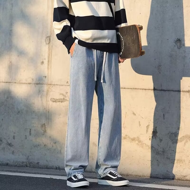 2024 New Denim Cargo Pants for Men light blue - Image 1