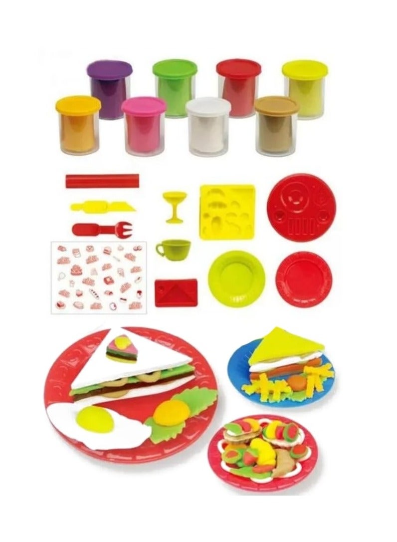 Toast molding toy for making toast, sandwiches, croissants, eggs, pickles, vegetables and fruits. High-quality clay features mixable colors to create many new colors  - Image 4