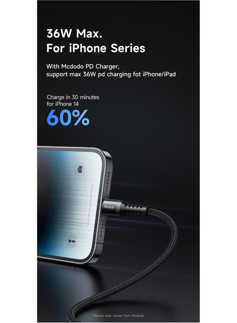 Mcdodo USB-C to Lightning 36W PD Fast Charging Cable 1.2m High Speed Nylon Braided Aluminum Alloy Durable Anti-Break Bend Resistant Charger Cable Compatible iPhone 15 16 iPad MacBook - Image 5