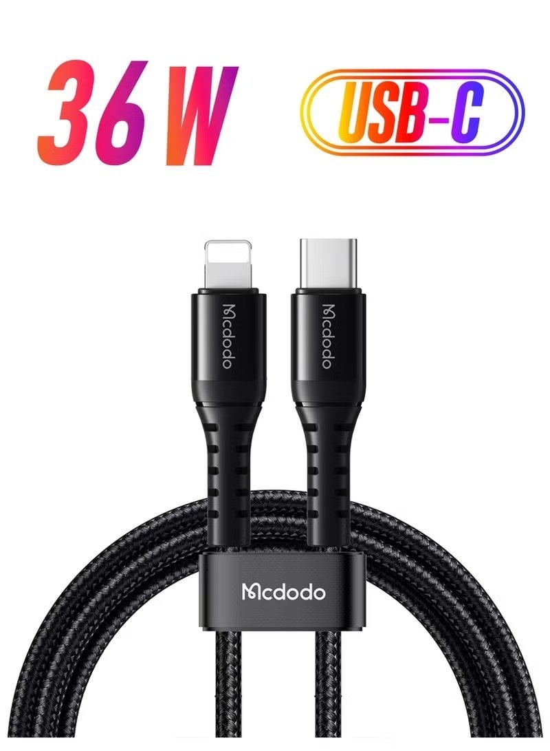Mcdodo USB-C to Lightning 36W PD Fast Charging Cable 1.2m High Speed Nylon Braided Aluminum Alloy Durable Anti-Break Bend Resistant Charger Cable Compatible iPhone 15 16 iPad MacBook - Image 1