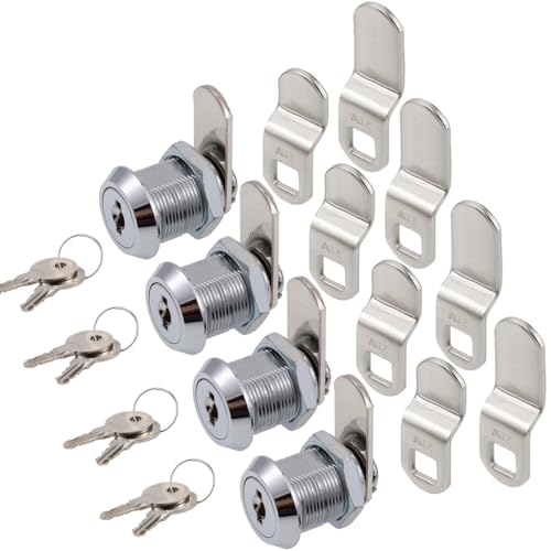 WOOCH Cabinet Cam Lock 58 Inch Keyed Alike Cam Locks Secure File Drawer Door Mailbox Tool Box Dresser RV Cylinder Replacement Lock Hardware Fits on 12 Max Panel Thickness 4 Pack Chrome Finish - Image 1