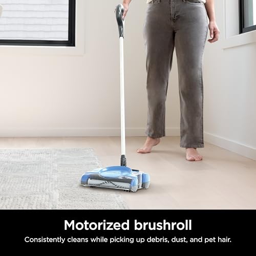 Shark Rechargeable Floor Sweeper, Motorized Brushroll, Compact Swivel Design, Easy-Empty Dust Cup, 10" Cleaning Path, Powerful Debris, Dust & Pet Hair Pickup, for All Floor Types, Blue, V2700Z - Image 2