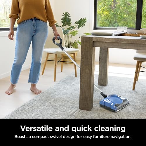 Shark Rechargeable Floor Sweeper, Motorized Brushroll, Compact Swivel Design, Easy-Empty Dust Cup, 10" Cleaning Path, Powerful Debris, Dust & Pet Hair Pickup, for All Floor Types, Blue, V2700Z - Image 3