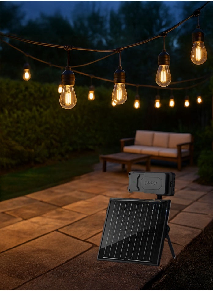 MODI Outdoor Solar LED String Lights 10M 20 Bulbs Waterproof IP65 with Battery – Christmas Garden Balcony Patio Fairy Lights Holiday Party Decor - Image 1