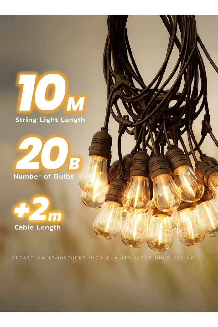 MODI Outdoor Solar LED String Lights 10M 20 Bulbs Waterproof IP65 with Battery – Christmas Garden Balcony Patio Fairy Lights Holiday Party Decor - Image 2