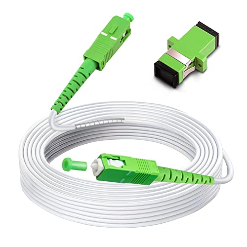 Bangun 50ft (15 Meters) SC/APC to SC/APC Fiber Optic Internet Cable, Armored Single Mode Patch Cable, Fiber Optic Jumper Optical Patch Cord - SIMPLEX - 9/125um - OS1/OS2 Compatible, LSZH White - Image 1