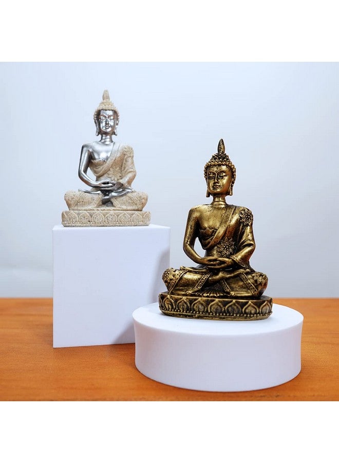 HYFAN Mini Small Meditation Buddha Statue Harmonious Yoga Figurine Collectible Craft Feng Shui Sculpture Decor for Home Office Shelf Desktop (Bronze 4) - Image 4