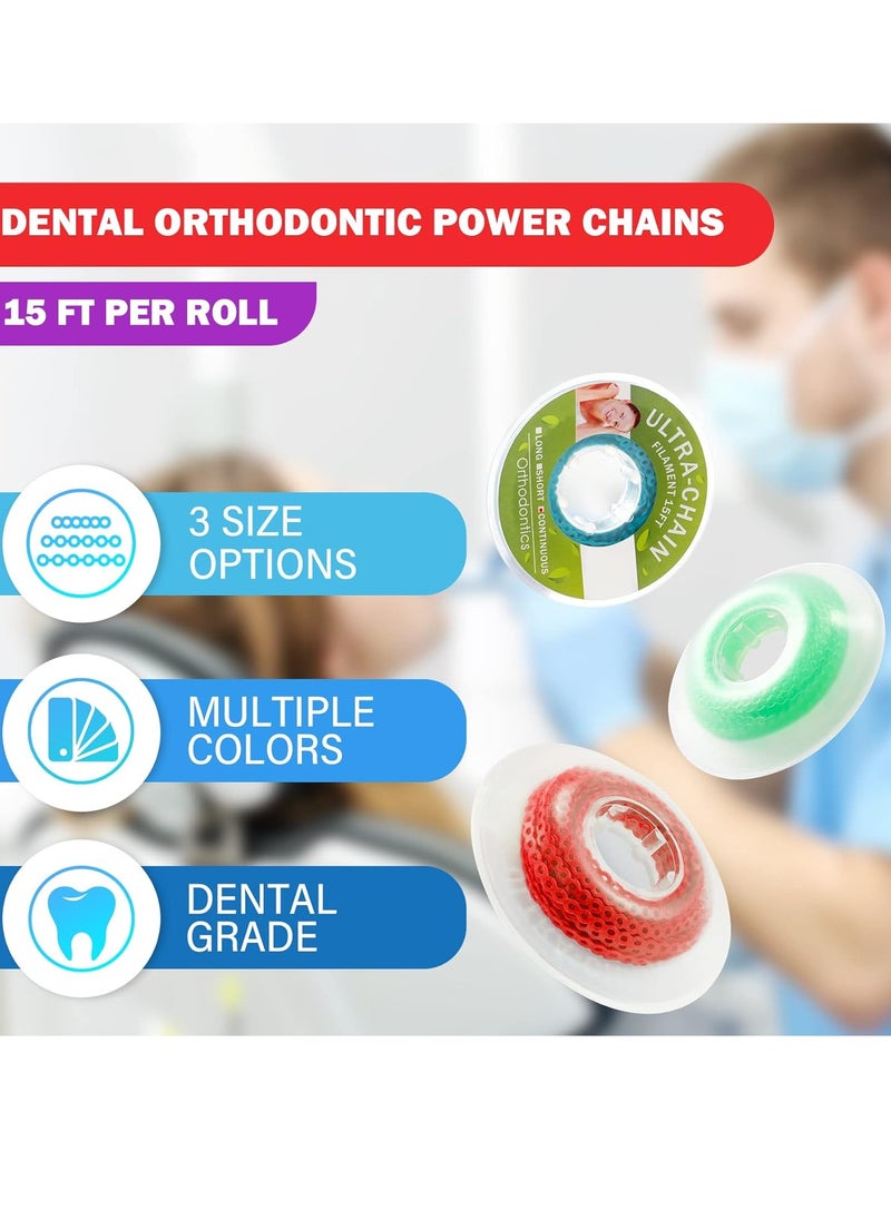 Annhua - Annhua Orthodontic Power Chain Dental Spool Elastic Rubber Band Power Chains for Braces, Black Powerchain Braces Chain - 4# (Continuous) - Image 1