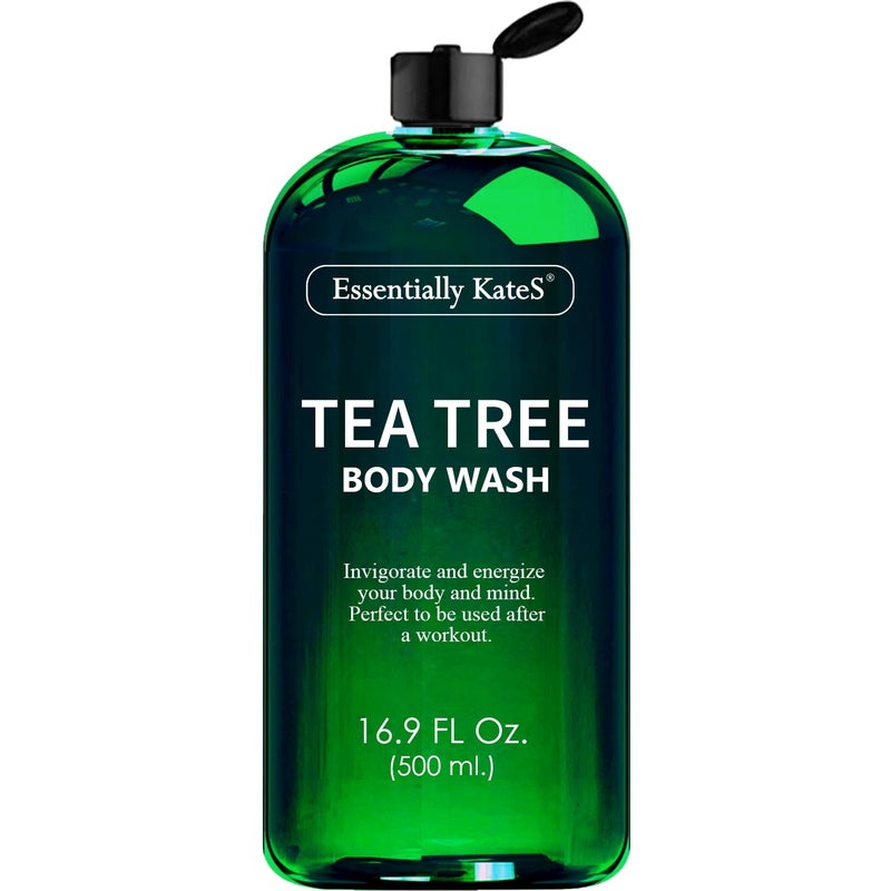 Tea Tree Body Wash 16.9 fl oz - 100% Natural - Fights Body Odor & Irritation - Helps Athletes Foot, Ringworms, Jock Itch, Acne, & Eczema