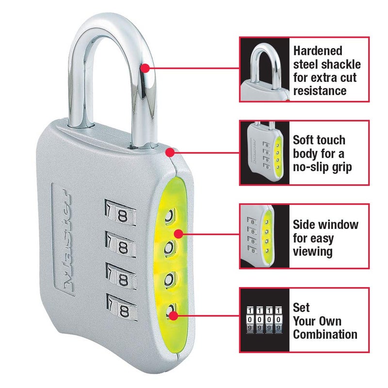 Master Lock Resettable Combination Locker Lock, Lock for Gym and School Lockers, Colors May Vary, 653D - Image 2