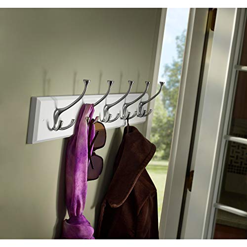 Liberty Hardware 129848 Wall Mounted Coat Rack with 5 Decorative Hooks, 27-Inch, Satin Nickel and White - Image 2