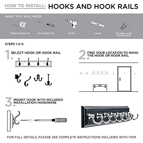 Liberty Hardware 129848 Wall Mounted Coat Rack with 5 Decorative Hooks, 27-Inch, Satin Nickel and White - Image 3
