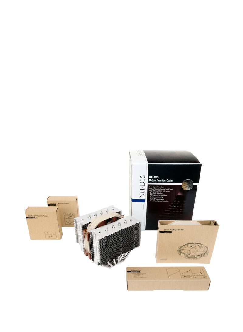 NOCTUA نوكتوا NH-D15، مبرد وحدة المعالجة المركزية الفاخر مع 2 مروحة NF-A15 PWM بحجم 140 مم (بني) - Image 4