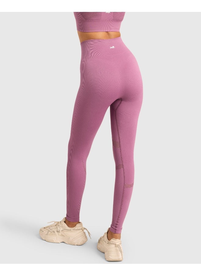 Musclemind Seamless Workout Full Length Leggings with Anti-Slip No Roll Down High Waist Band, Ribbed Panels for Glute Muscle Support, Anti-Odour, Anti-Microbial, Super Soft Breathable Mesh Fabric, All Day Comfort with Four-Way Stretch  - Image 2