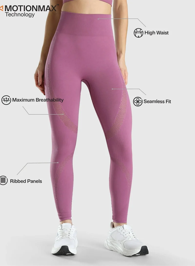 Musclemind Mauve Seamless Workout Full Length Leggings for Women | Best Price UAE