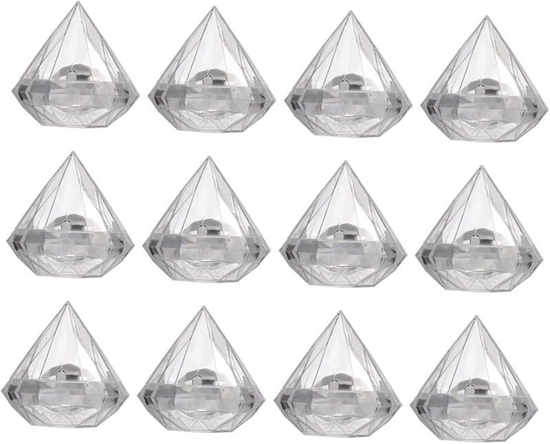 علب حلوى زفاف شفافة على شكل ماس 12 قطعة، صناديق هدايا حفلات متينة - Image 2