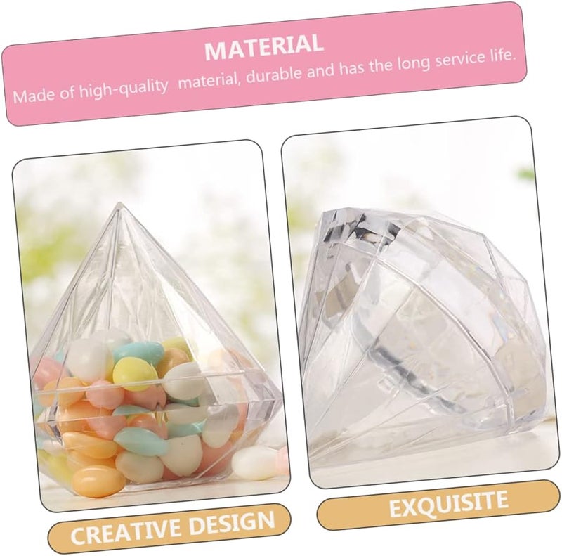 علب حلوى زفاف شفافة على شكل ماس 12 قطعة، صناديق هدايا حفلات متينة - Image 3