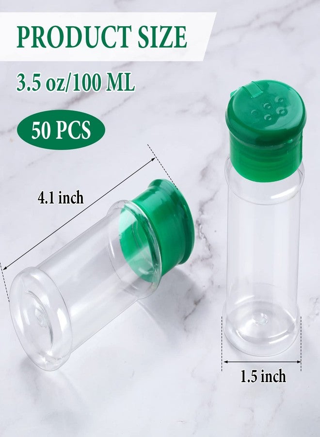 Rtteri 50 Pcs 3.3 Oz/ 100ml Plastic Spice Jars Pack with Shaker Lids, Empty Spice Containers Set, Plastic Seasoning Shaker Jars for Cooking Party, Storing, Seasoning Powders Herbs Powders Glitters - Image 2