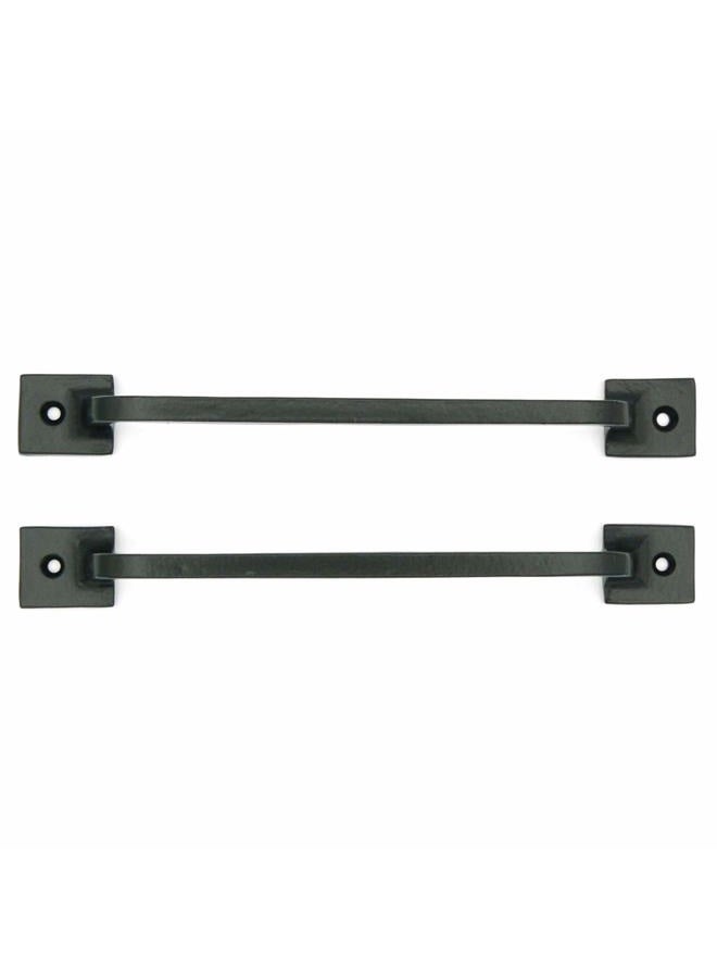 CRAFTSMAN ROAD Black Cast Iron Pull Handles 9 inch (Squared Base, Set of 2) - Cabinet Door Handles, Gate Handle Pull, Barn Door Hardware, Grab Handles - Image 4