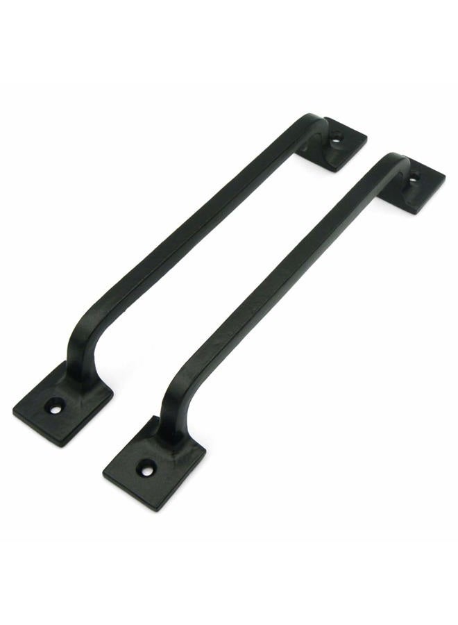 CRAFTSMAN ROAD Black Cast Iron Pull Handles 9 inch (Squared Base, Set of 2) - Cabinet Door Handles, Gate Handle Pull, Barn Door Hardware, Grab Handles - Image 1