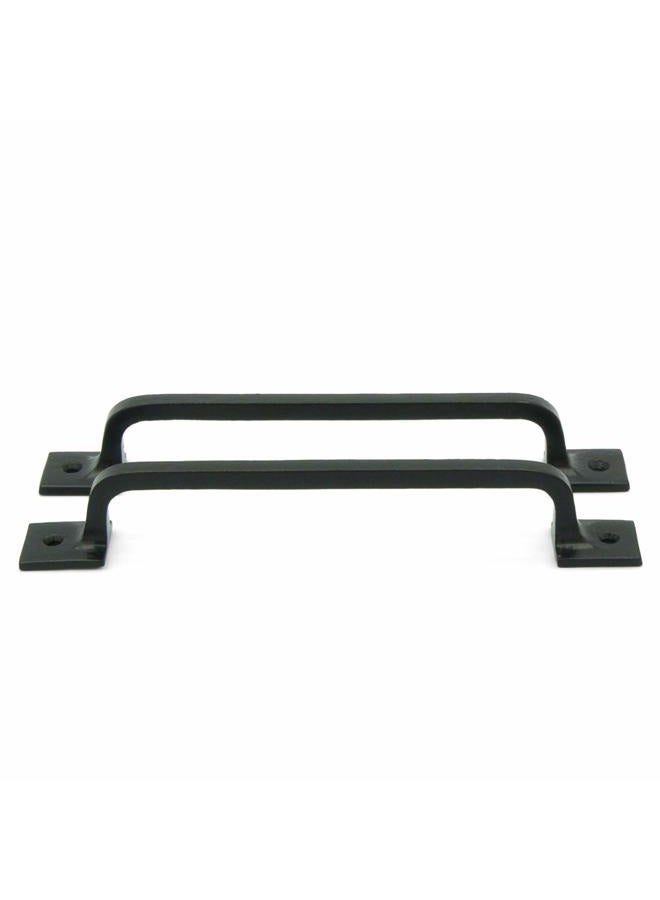 CRAFTSMAN ROAD Black Cast Iron Pull Handles 9 inch (Squared Base, Set of 2) - Cabinet Door Handles, Gate Handle Pull, Barn Door Hardware, Grab Handles - Image 2
