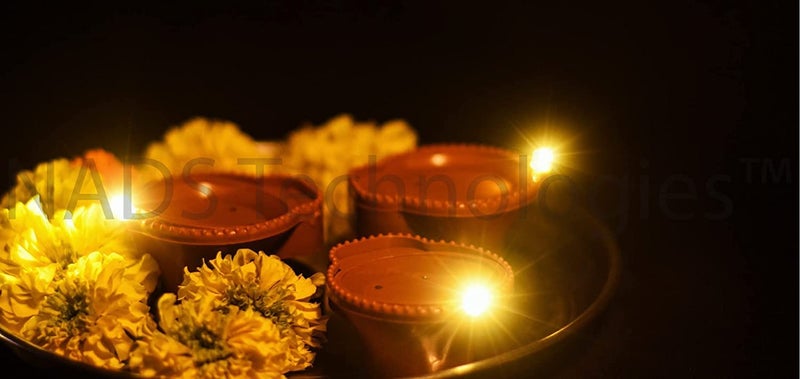 Careflection Plastic Water Sensor LED Diyas Candle with Water Sensing Technology E-Diya, Warm Orange Ambient Lights, Battery Operated (Pack of 12) - Image 2